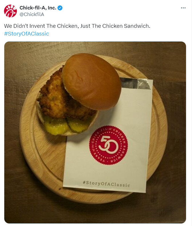 Twitter post OF Chick-fil-A