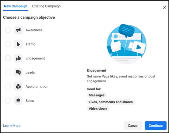 Campaign objectives for Facebook ads