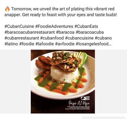 Facebook ads example for restaurants creating an intrigue