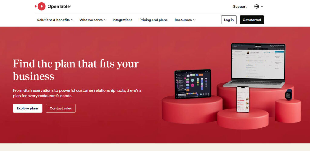 screenshot of Opentable homepage