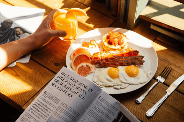 Breakfast on a plate used for creative restaurant promotions