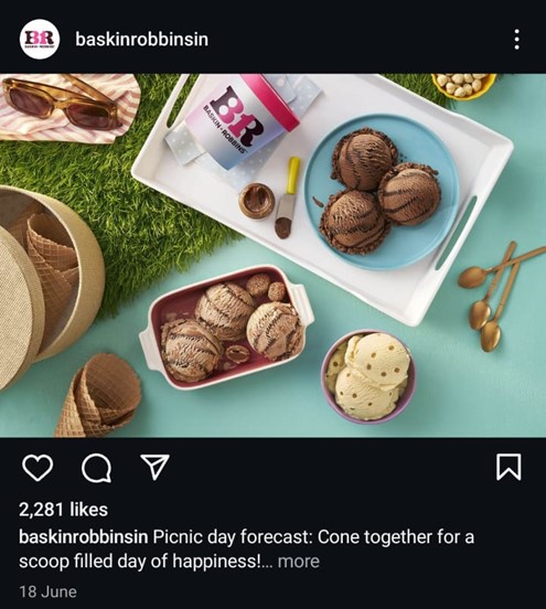 Baskin Robbins post suggests the cameraman acted quickly during the shot